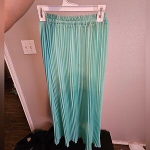 Shasa Light Green Pleated Maxi Skirt